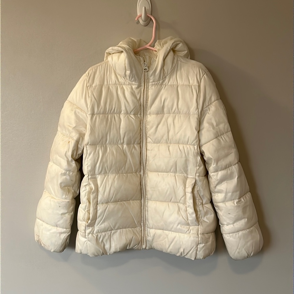 Gap kids girls off white puffer jacket S